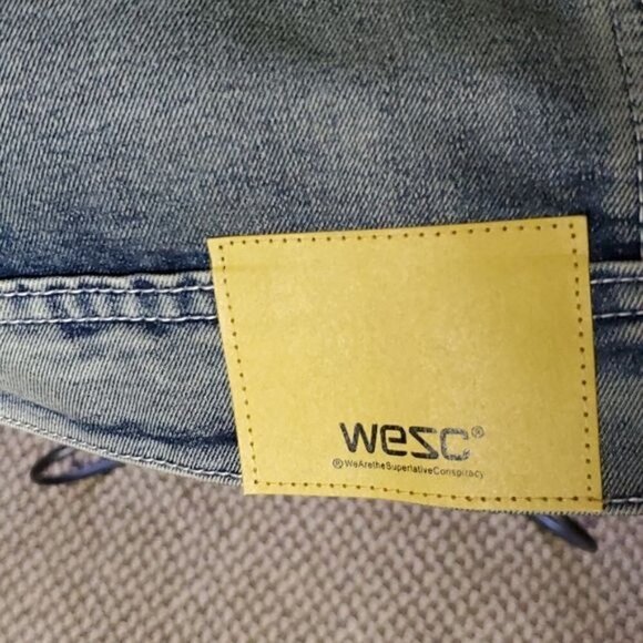 WESC Guilty Pleasures Unisex Embroidered Graphic Motorcycle Sz. M Jean J… - Picture 3 of 8